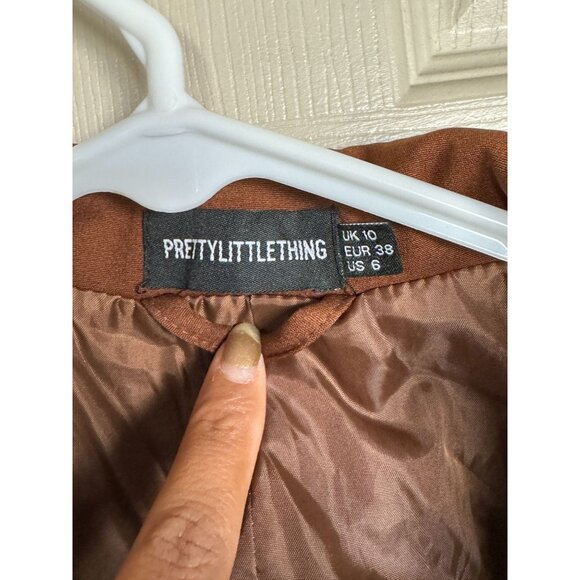 Prettylittlething Chocolate Shoulder Pad Cut Out Detail Button Down Blazer Dress - Picture 4 of 8